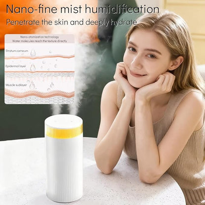 HomeBeyond Portable Mist Humidifier for Bedroom, 1.1L USB Charging and Plug-In Dual-Use, 28dB Quiet Dual Nozzle Air Humidifier for Home Baby Nursery & Plants, 8H Auto Shut-off and Warm Night Light