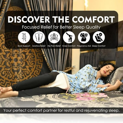 Ergonomic Knee Pillow for Side Sleepers – Cooling Leg Pillow for Side Sleeping – Sciatica Pain Relief Pillow with Strap for Hip and Back Pain – Under Knee Pillow for Sleeping on Back