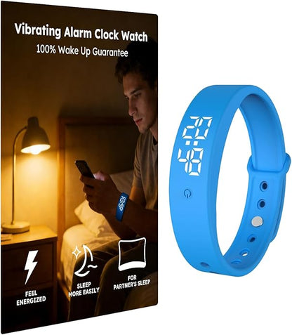 Vibrating Alarm Clock Watch for Heavy Sleepers, Silent Wake Up Bracelet & Smart Wristband, Wearable Vibration Wrist Alarm, Non-Audible Sleep Wristband for Men & Women