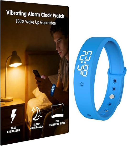 Vibrating Alarm Clock Watch for Heavy Sleepers, Silent Wake Up Bracelet & Smart Wristband, Wearable Vibration Wrist Alarm, Non-Audible Sleep Wristband for Men & Women
