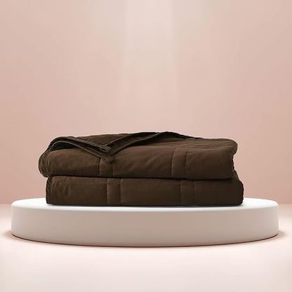 Baloo Weighted Blanket for Adults 12 lb Throw (Cocoa, 42"x72") | Cool & 100% Cotton | Machine Washable & Dryer Safe | Glass Microbead Fill