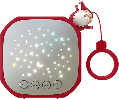 White Noise Sound Machine Baby with Star Projector | Portable Sound Music Soother for Kids & Infants | Perfect Baby Gifts for Christmas Themed Holiday Decor, Car, Travel (Santa Claus)
