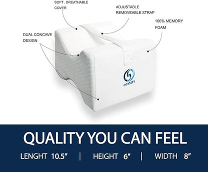 Ergonomic Knee Pillow for Side Sleepers – Cooling Leg Pillow for Side Sleeping – Sciatica Pain Relief Pillow with Strap for Hip and Back Pain – Under Knee Pillow for Sleeping on Back