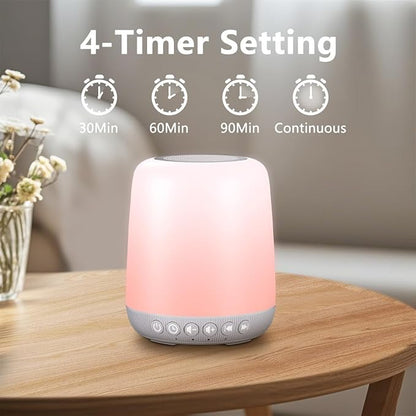 White Noise Machine Easysleep Baby Sound Machine for Sleeping with 12 Night Light Colors 30 Soothing Sounds 4 Timer Portable Sleep Machine for Baby Adults, Smart App Control, Touch Control