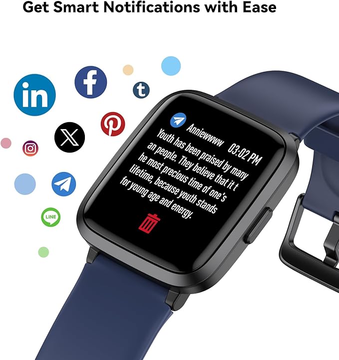 Fitness Tracker Watch with Heart Rate Monitor, Activity Tracker with Pedometer, Sleep Monitor, Calories & Step Counter, IP68 Waterproof Smart Watches for Women Men Fitness Watch for Sports