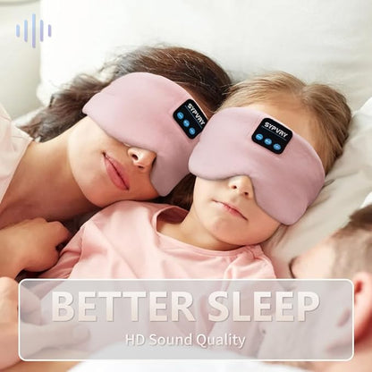 Sleep Mask Bluetooth 5.4 Headphones Soft Wireless Headband Eye Mask Blackout with Microphone (Pink)