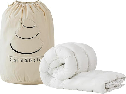 Calm&Relax Weighted Duvet Blanket: 2-in-1 Reversible Hybrid, Machine Washable with Cotton Fluffy Comforter & Heavy Side, 9-Layer Breathable for Hot Sleepers, Twin 15 lbs (48"x72")