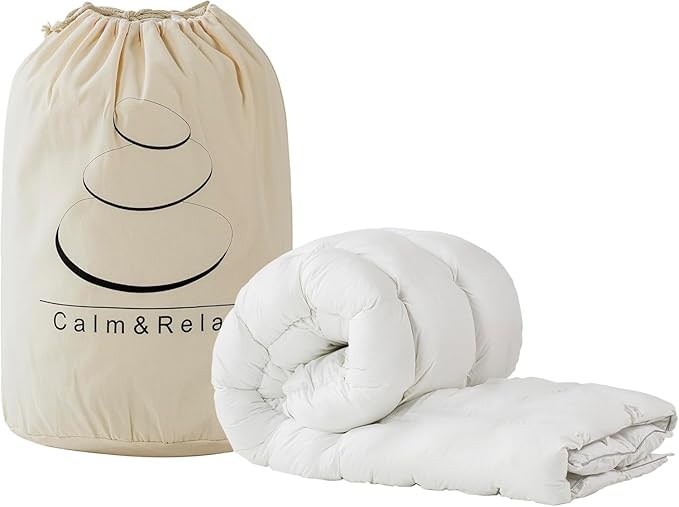 Calm&Relax Weighted Duvet Blanket: 2-in-1 Reversible Hybrid, Machine Washable with Cotton Fluffy Comforter & Heavy Side, 9-Layer Breathable for Hot Sleepers, Queen 20 lbs (60"x80")