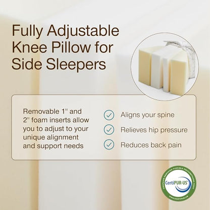Coop Home Goods Leg Support & Knee Pillow for Side Sleeper, Adjustable Soft Orthopedic Leg Pillow for Sleeping, Pregnancy, Sciatica, Back, Hip and Joint Support with Washable Cover