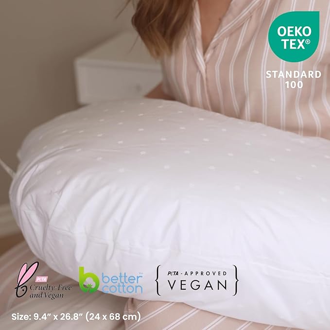 FOSSFLAKES Side Sleeper Pillow L-Shaped with Cover – Ergonomic Contour Cushion for Body Alignment – Orthopedic Support, Luxury Breathable Bedding by Nordic Sleep