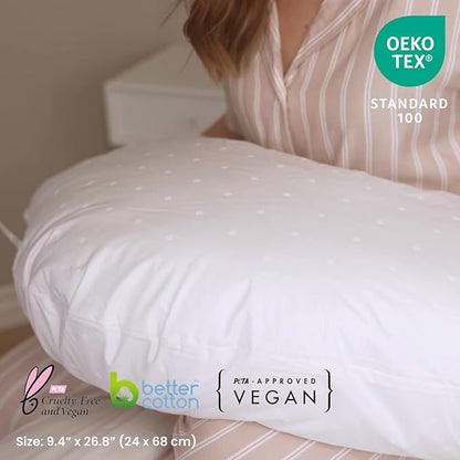 FOSSFLAKES Side Sleeper Pillow L-Shaped with Cover – Ergonomic Contour Cushion for Body Alignment – Orthopedic Support, Luxury Breathable Bedding by Nordic Sleep