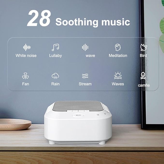 Ora Solfeggio Frequencies Sound Machine - 28 Soothing Sounds with Ambient Night Light | Up to 12H Battery Life, 30/60/90Min Auto-Off Timer | for Meditation, Relaxation, Travel & Stress Relief