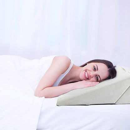KOMFOTT Bed Wedge Rest Pillow - Adjustable Memory Foam Incline Cushion Triangle Back Support Reading Pillow w/Removable Case Cover for Back Pain, 14" Height, White Pillow