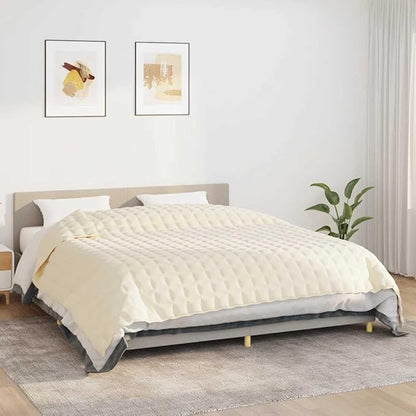 Light Cream Weighted Blanket 100% Brushed Polyester Microfiber, 33 lbs for Deep Sleep and Calm, 86.6 x 102.4 Inches with Even Glass Bead Filling, Soft Sensory Blanket