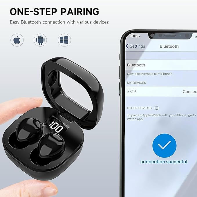 Invisible Sleep Earbuds, Smallest Sleep Headphones for Side Sleepers Low Profile Micro Tiny Discreet Hidden Earbuds for Work, Wireless Mini for Small Ear Canals, Deep Light Beign