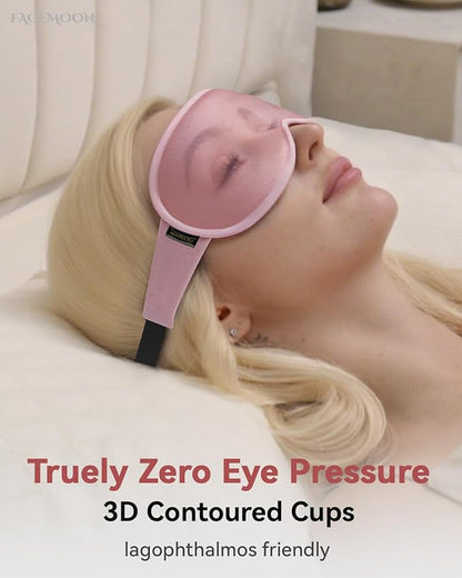 3D Weighted Sleep Mask for Women: 100% Light Blocking - Night Shift Nurse Essentials, Road Trip Travel & Long Flight, College Dorm Essentials for Girls - Lash-Friendly, Zero Eye Pressure, Pink