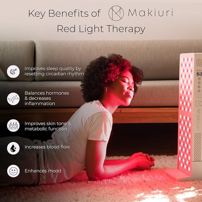 Makiuri Red Light Therapy Lamp | LED Light Therapy Panel for Face & Body | Infrared & Red Light in 5 Wavelengths | Supports Relaxation, Skin Appearance & Overall Wellness | Venus (White 120 LED)
