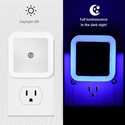 KINUR 6 Pack LED Night Light, LED Night Lights Plug into Wall with Dusk to Dawn sensors for Bathroom, Baby Nursery,Stair Lights, Hallway Light, Red, Blue, Amber