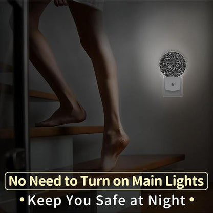 Plug-in Led Night Light with Auto Dusk to Dawn Sensor for Boys Girls Room Decor, Black Spider Web Wall Lamp Nightlights for Hallway,Bedroom, Kids Room, Kitchen, Stairway, (0.5W, 2 Pack)