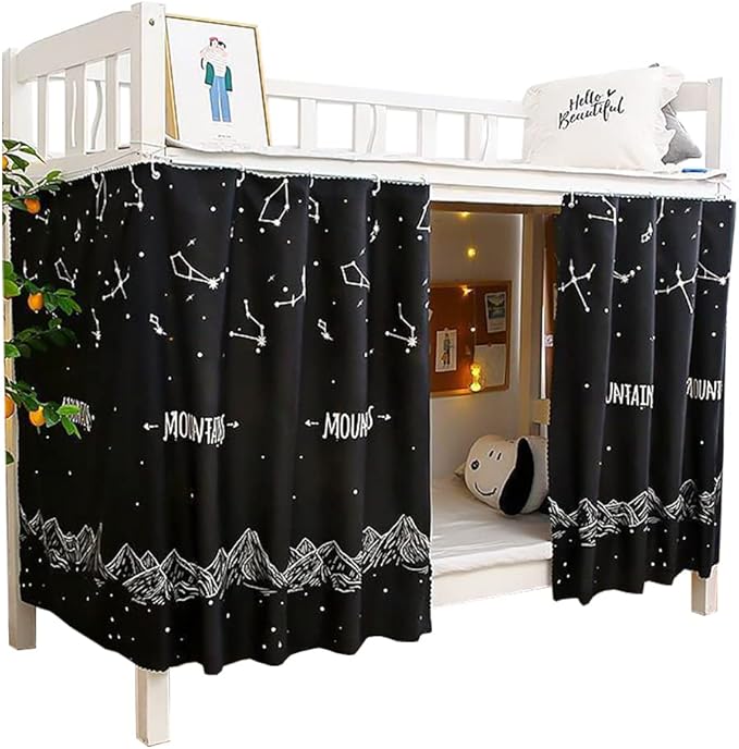 Bottom Bunk Bed Curtains Privacy Cloth Underbed Curtains for Low Loft Bed Twin, 2 Panels, Mountains