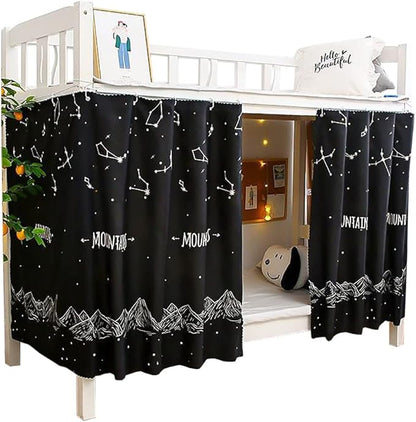 Bottom Bunk Bed Curtains Privacy Cloth Underbed Curtains for Low Loft Bed Twin, 2 Panels, Mountains