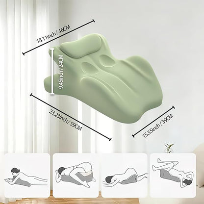 Multifunctional Pillow, Featuring Breathable Memory Foam Waist Support, Large Size with high Resilience, Provides Comprehensive Support，for All Postures (Green)
