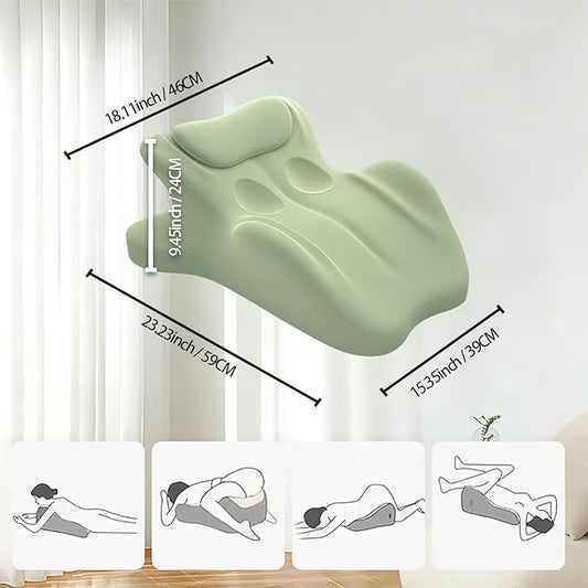 Multifunctional Pillow, Featuring Breathable Memory Foam Waist Support, Large Size with high Resilience, Provides Comprehensive Support，for All Postures (Green)