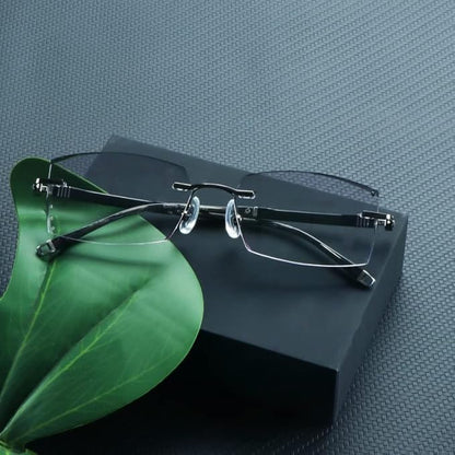 LifeArt Blue Light Blocking Glasses,Computer Reading Glasses,Rimless Frame Tinted Lens with Diamond,Stylish for Men (+4.00 Magnification)