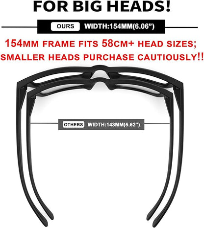 MAXJULI Blue Light Glasses XXL Size Double Extra Large Z87 for Big Wide Heads Men 8228