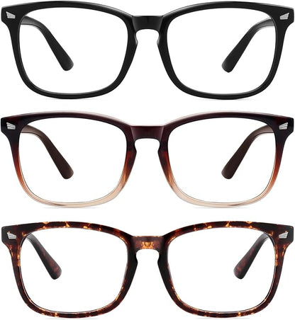 MEETSUN 3-Pack Blue Light Blocking Glasses, Anti Eye Strain Headache (Sleep Better), Computer Glasses UV400 Lens (Black + Brown Gradient + Tortoiseshell)