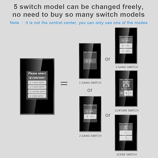 LANBON Smart Light Switch,1/2/3 Gang,3 Way for Whole House, LCD Magic Panel by WiFi Mesh Never be Offline, 2.4G Wi-Fi Smart Switch Compatible with Alexa&Google Home, Neutral Wire Required,L8-HS-Black