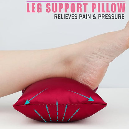 Silky Satin Soft Knee Pillow for Side Sleepers, Pressure Pillows Between Legs 11"x7" Small Knee Pillow Joints Cushion for Sleeping Hip and Back Pain, Burgundy 2 Pcs