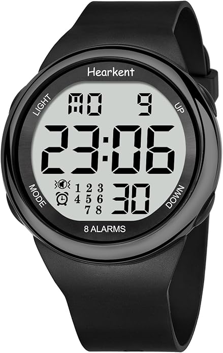 8 Vibrating Alarm Watch Medication Reminder Watch for Elderly Big Number Digital, Silent Alarm Wristband with Light and Timer 50 M Waterproof Watch