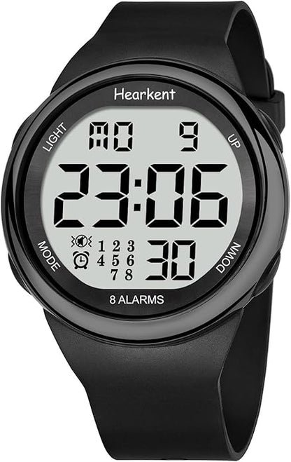 8 Vibrating Alarm Watch Medication Reminder Watch for Elderly Big Number Digital, Silent Alarm Wristband with Light and Timer 50 M Waterproof Watch
