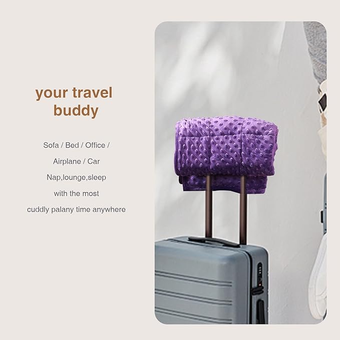 Alomidds Weighted Lap Blanket 7lbs, Cozy Luxury Breathable Weighted Blanket for Adults, Weighted Lap Pad for Travel, Relaxation, Sleeping, Purple, 29" x 24"