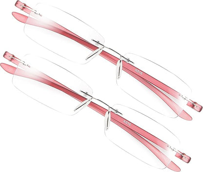Bhigh 2 Pack Reading Glasses Blue Light Reading Glasses men's reading glasses for women Frameless Computer Reading Glasses