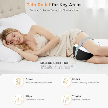 Knee Pillow for Side Sleepers, Memory Foam Leg Pillow for Spine Alignment, Sciatica, Hip & Joint Pain Relief, Breathable Cover & Adjustable Strap for Side/Back Sleepers