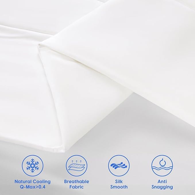 Rwlvpe Cooling Comforter King Size, 100% Rayon Derived from Bamboo Shell, Cooling Blanket for Hot Sleepers, Q-Max>0.48 Breathable Bamboo Fill Duvet Insert (106"x90", White)