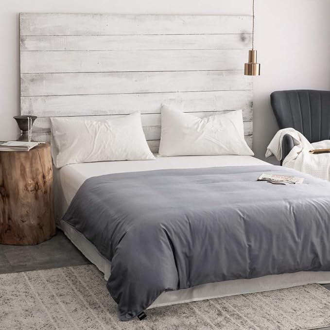 ZonLi Duvet Cover for Weighted Blanket (Light Grey, 48'' x 72''), Breathable Soft Duvet Cover Queen Size Removable Cooling Comforter Cover for All Season