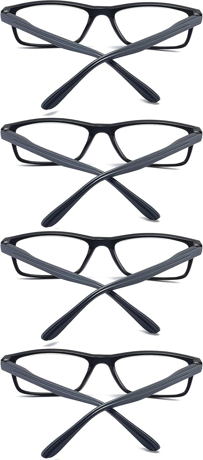 Reading Glasses Blue Light Blocking for Men Women,Rectangular Frame Computer Readers with Spring Hinge