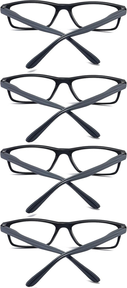 Reading Glasses Blue Light Blocking for Men Women,Rectangular Frame Computer Readers with Spring Hinge