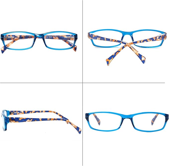 Kerecsen Reading Glasses 5 Pairs Fashion Ladies Readers Spring Hinge with Pattern Print Eyeglasses for Women (Multicolor -8, 1.5)