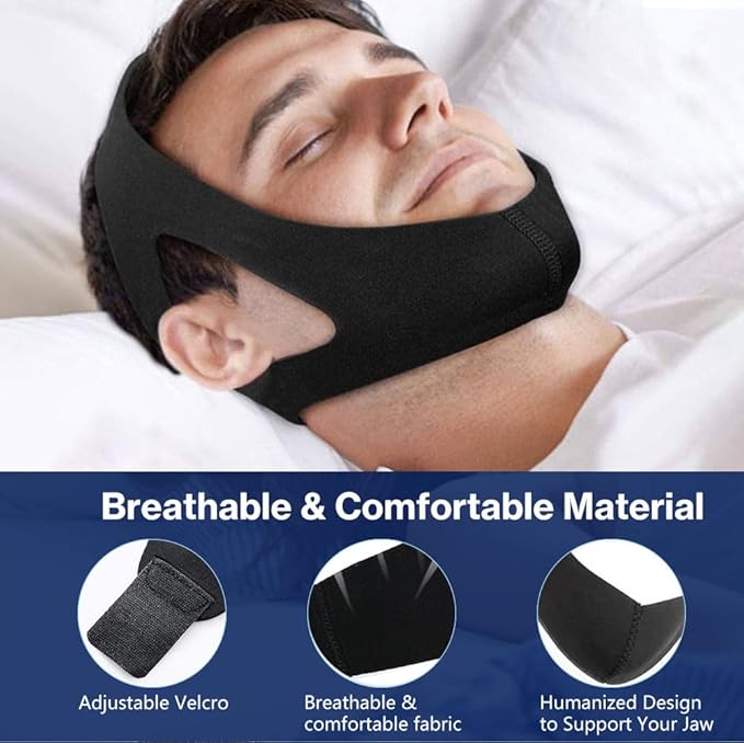 Chin Strap for Sleeping Comfortable Anti Snoring Devices Stop Snoring Solution Adjustable Anti Snoring Chin Strap for Men/Women Snore Stopper Reusable and Breathable