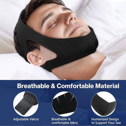 Chin Strap for Sleeping Comfortable Anti Snoring Devices Stop Snoring Solution Adjustable Anti Snoring Chin Strap for Men/Women Snore Stopper Reusable and Breathable