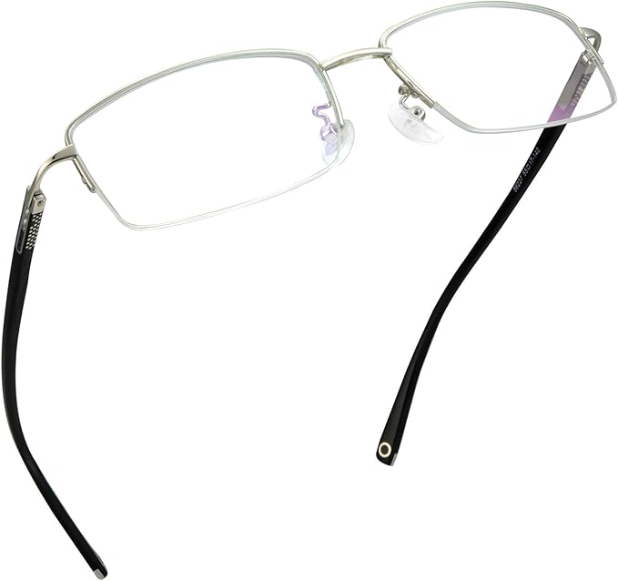 LifeArt Alloy Semi-Rimless Reading Glasses,Blue Light Blocking Glasses, Anti Eyestrain, Computer Gaming Glasses, TV Glasses for Women, Anti Glare (Silver, +2.50 Magnification)