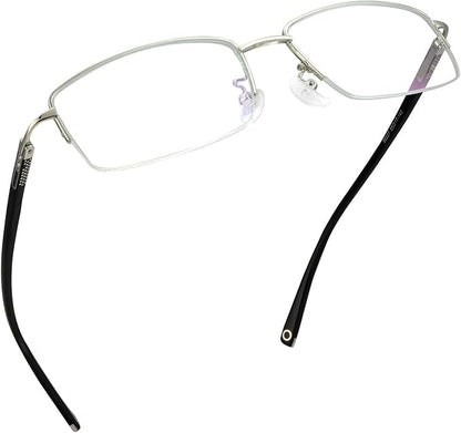 LifeArt Alloy Semi-Rimless Reading Glasses,Blue Light Blocking Glasses, Anti Eyestrain, Computer Gaming Glasses, TV Glasses for Women, Anti Glare (Silver, +2.50 Magnification)