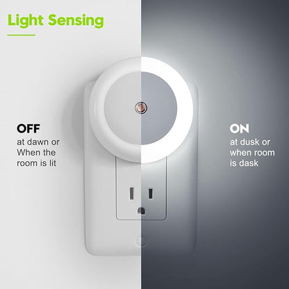 Night Lights Plug into Wall, Night Light, Dusk to Dawn Sensor, White Led Night Light 0.5W, 2 Pack Nightlight for Adults, Bedroom, Bathroom, Hallway, Kitchen
