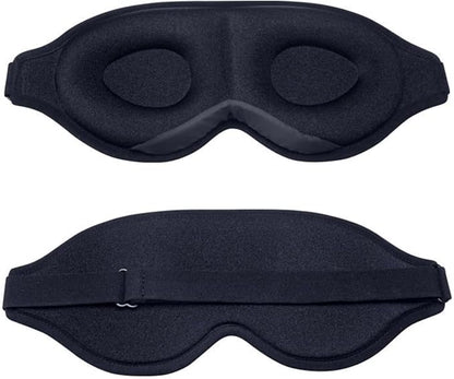 3D Contoured Sleep Mask, Memory Foam, Adjustable Strap, Ergonomic Design for Total Darkness (Black)