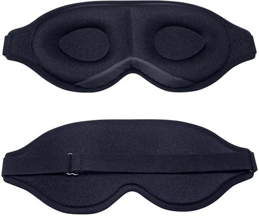 3D Contoured Sleep Mask, Memory Foam, Adjustable Strap, Ergonomic Design for Total Darkness (Black)