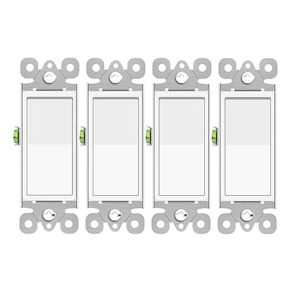 Greencycle Lights Switches Rocker,4Pack 15 Amp Single Pole Lights Switches White,SP Paddle Light Switch,120V-277V AC,On/Off Wall Switch,Residential/Commercial Grade,Home & Office,UL Listed